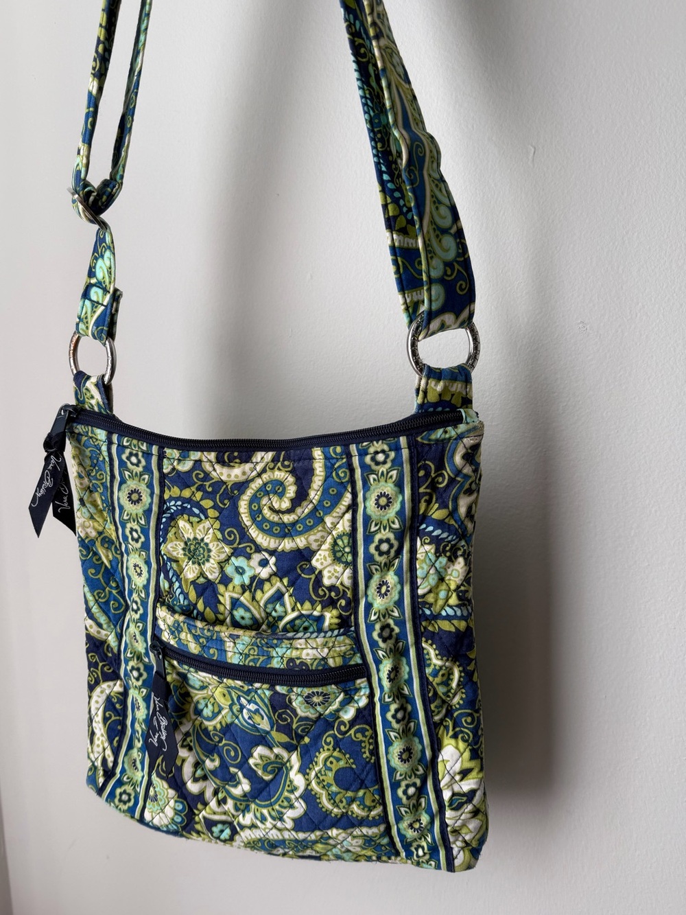 Y2k Vera Bradley Navy & Green Hipster Quilted Crossbody Bag